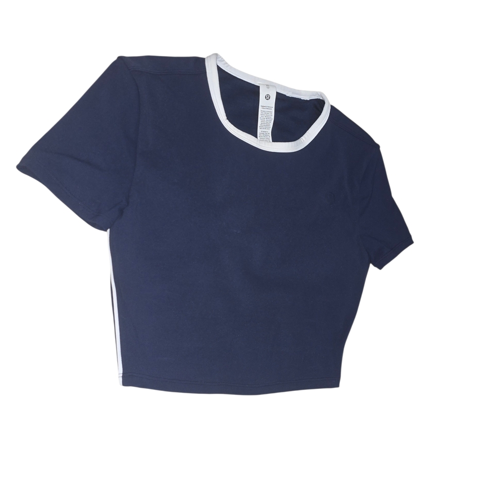 Lululemon Athletica Navy Crop Top with White Trim